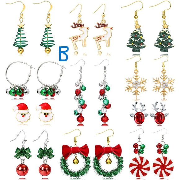 New Christmas Earrings Set Snowman Dangle Drop Earrings Christmas Tree J… - Picture 1 of 11